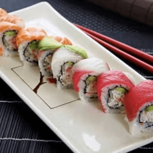 Rainbow Specialty Sushi Roll.