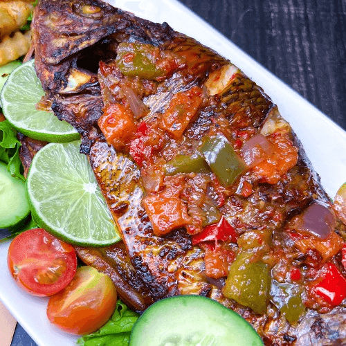 Whole grilled fish (hot).