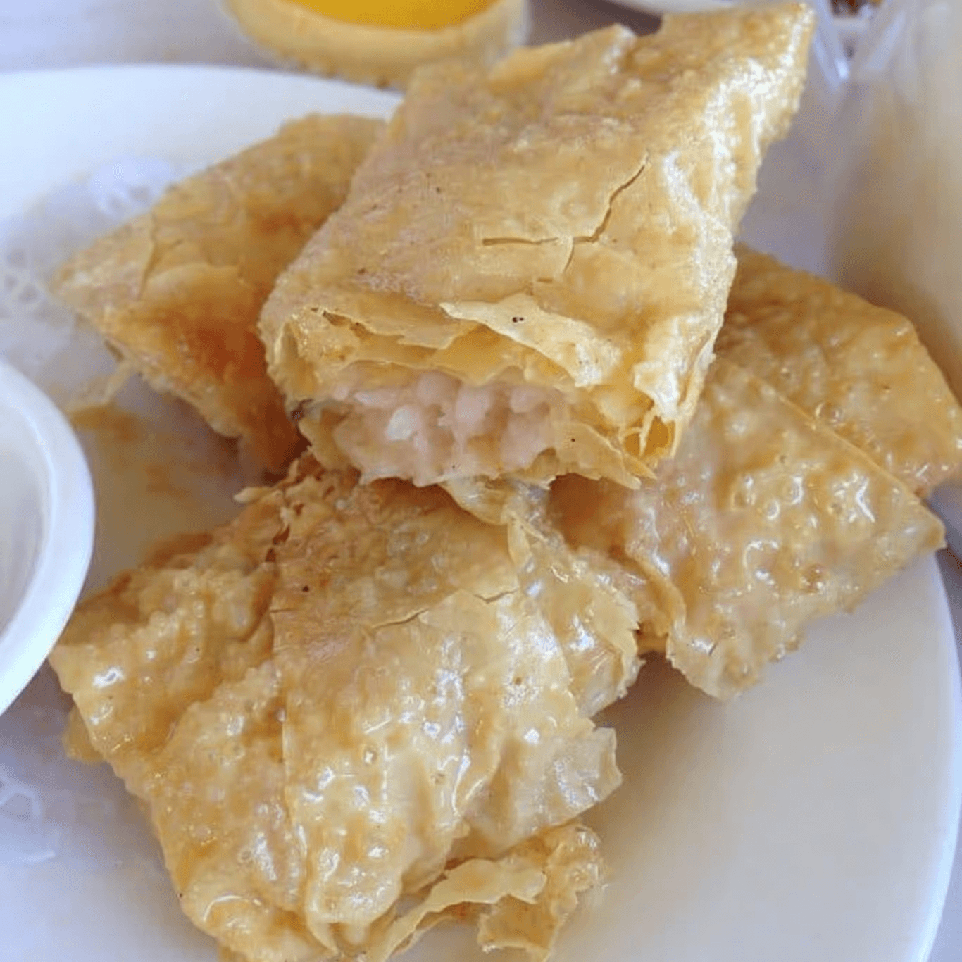 Deep Fried Tofu Skin with Minced Shrimp (3) / 鲜蝦腐皮卷.