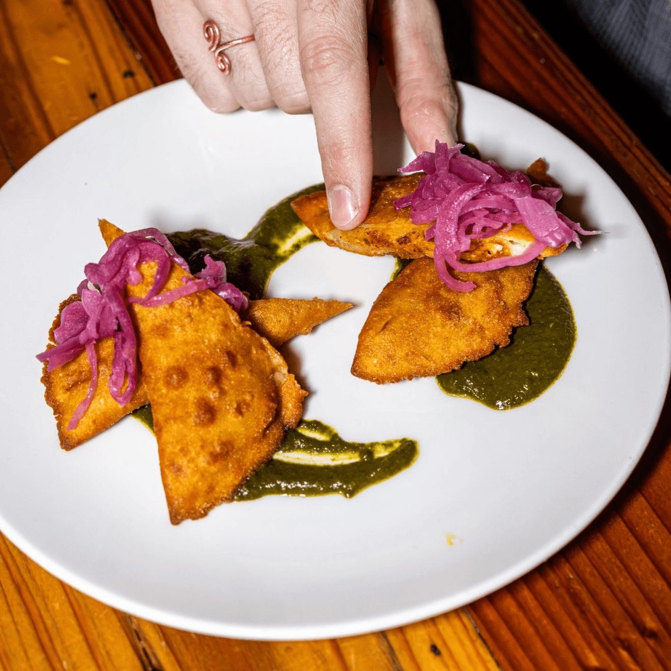 Vegan Empanadas with Mole Verde.