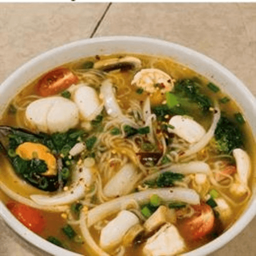 Tom Yum Noodle Seafood Soup.