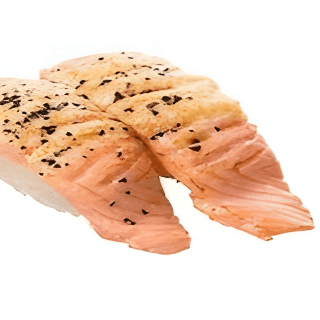Seared Peppered Salmon Sushi.