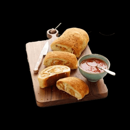 Mozzarella, Mushroom, Spinach, Ricotta Stromboli.