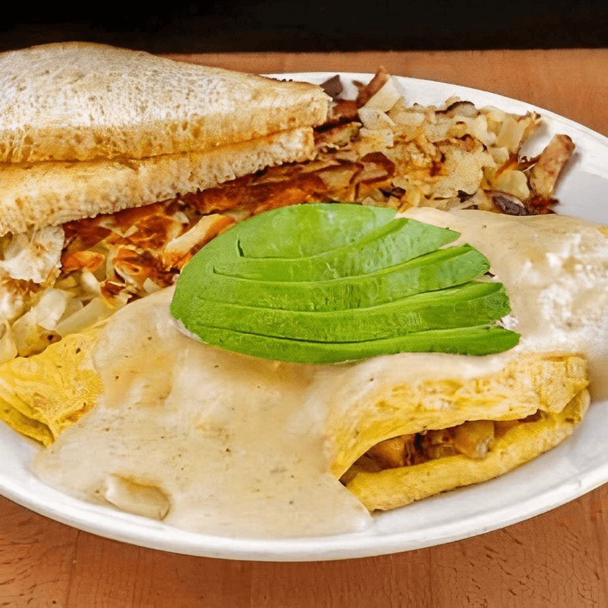 Blackened Chicken and Asparagus Omelette.