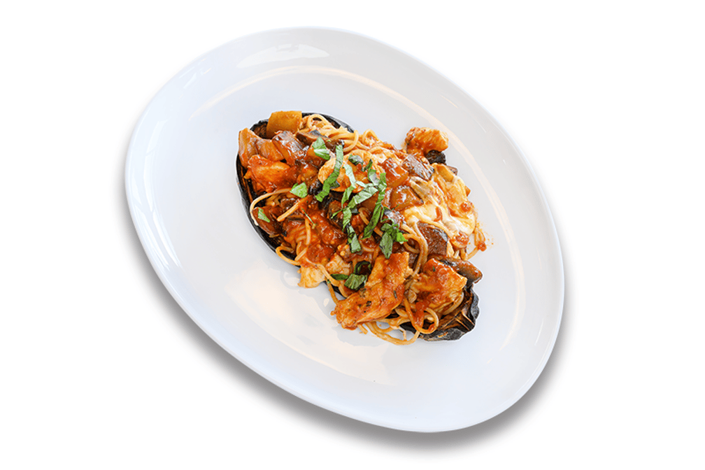 Eggplant Boat Pasta.