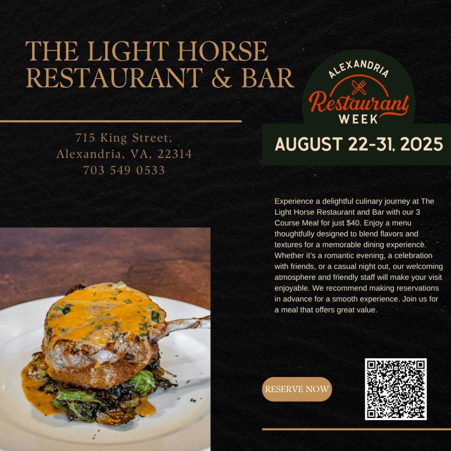 Restaurant Week in Old Town, Alexandria. 