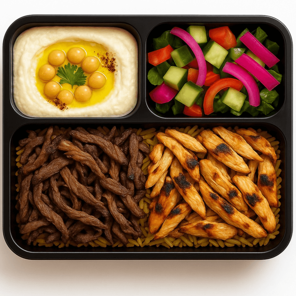 Half Beef/Half Chicken Shawarma Plate.