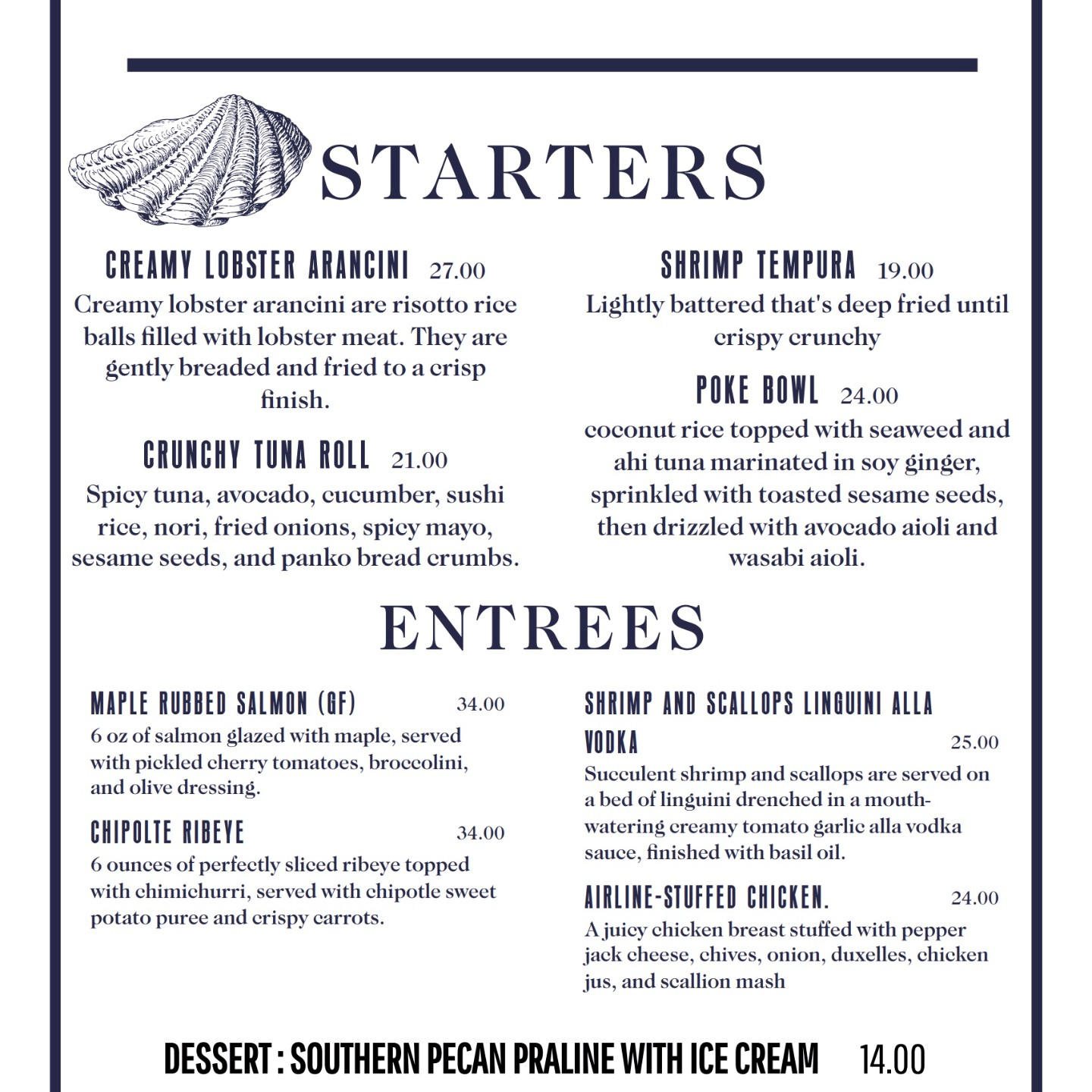 Chef Blu"s Monthly Specials