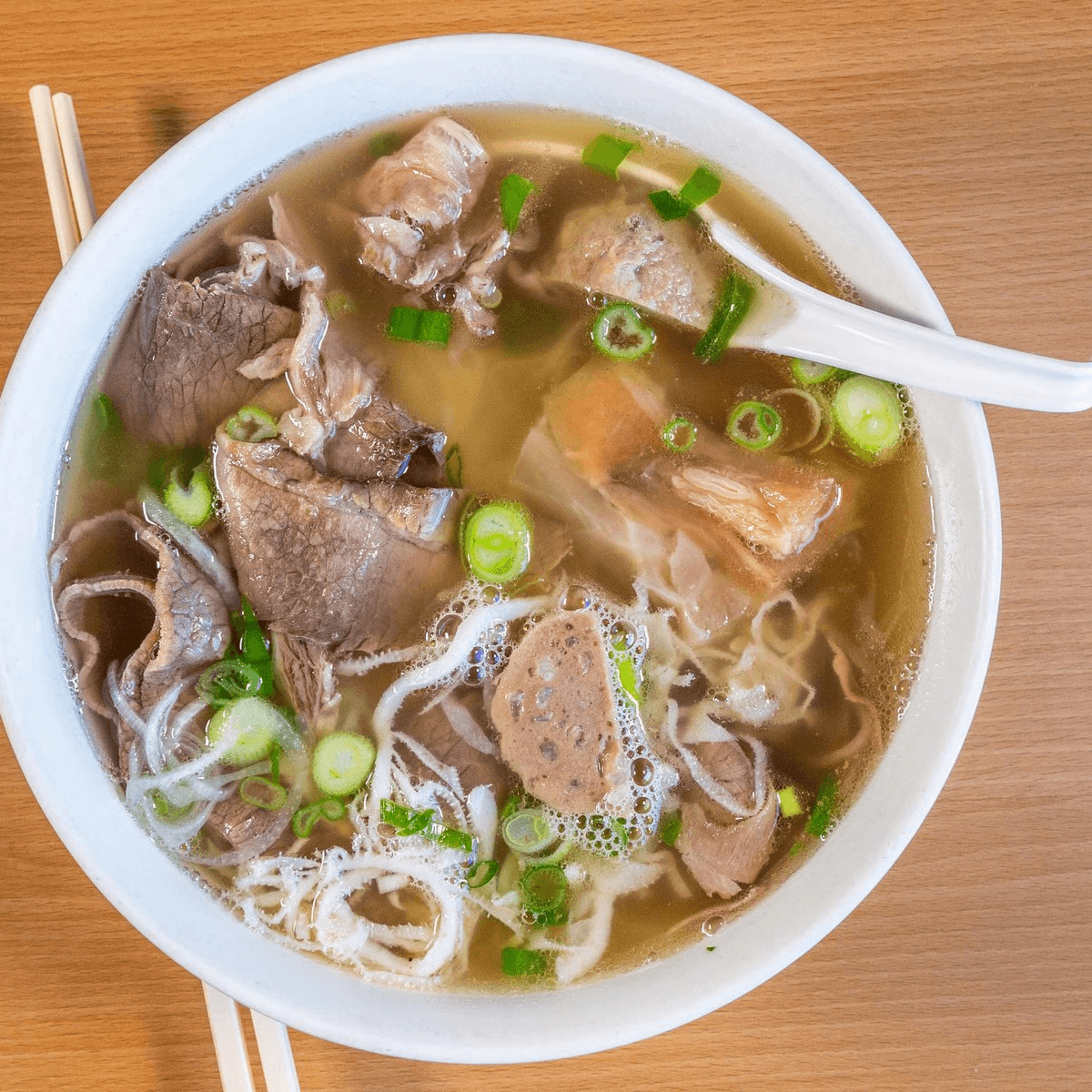 Beef combination noodle soup.