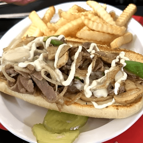 Prime Rib Sandwich with Fries.