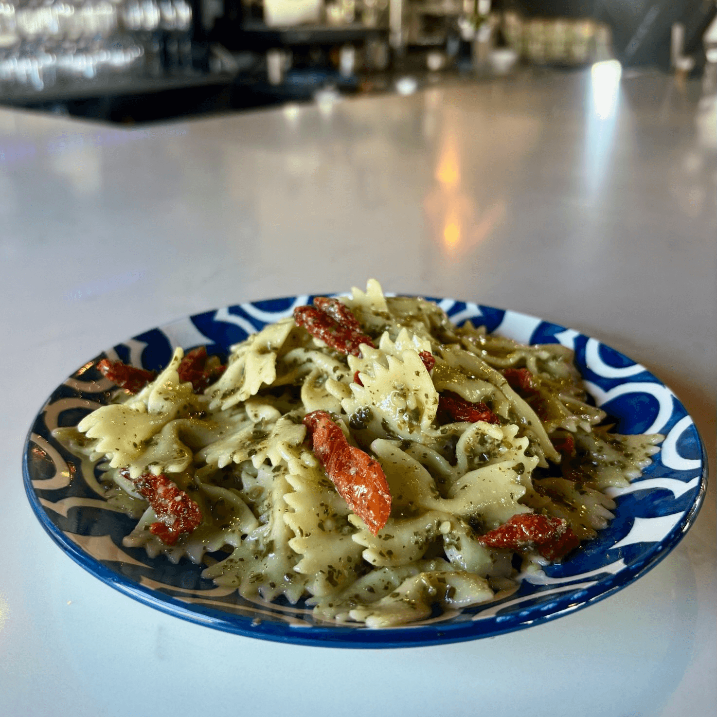 BOW TIE BASIL PESTO SALAD.