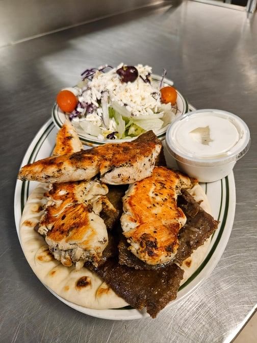 Lamb & Chicken Gyro Combo Platter.