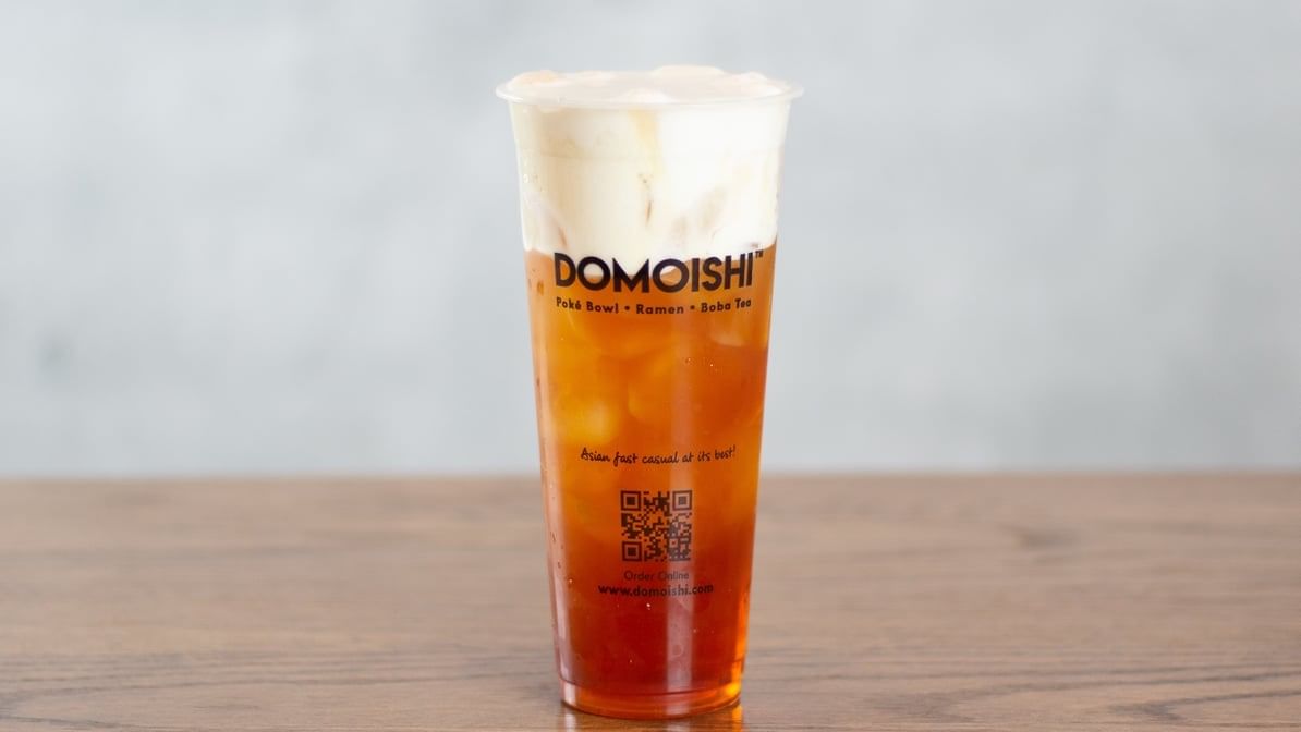 Lychee black tea with cream.