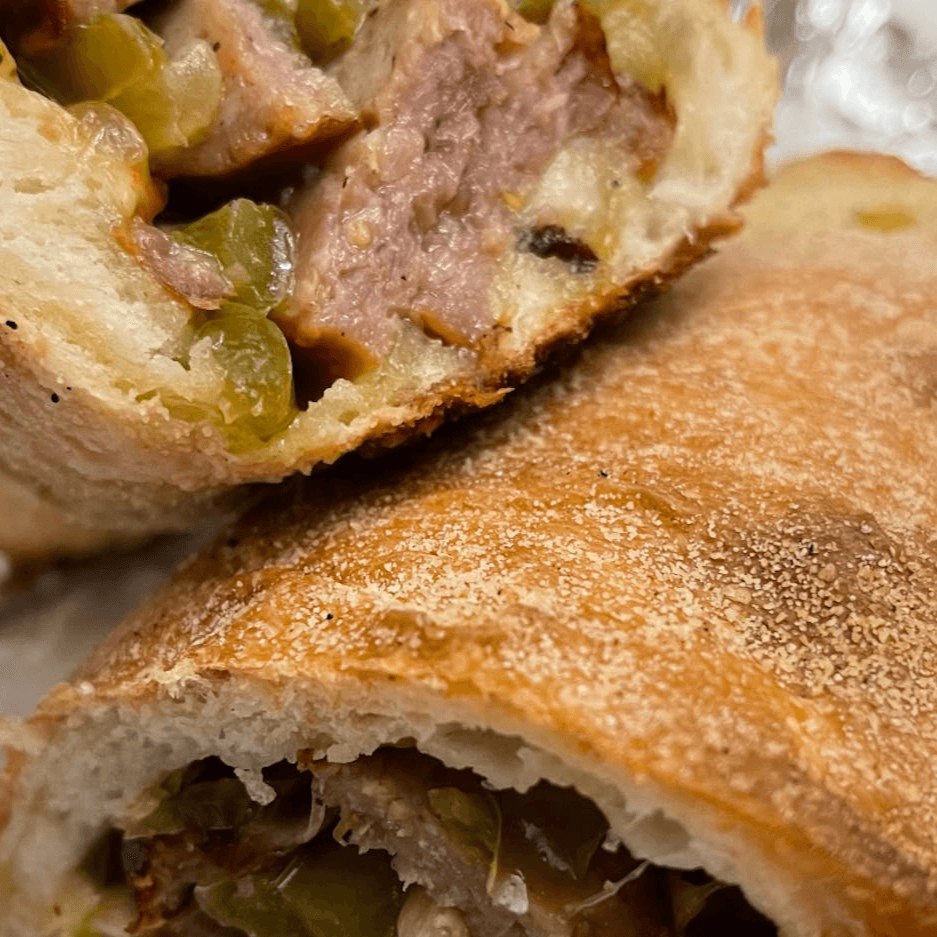 Sausage, Peppers & Onions Roll.