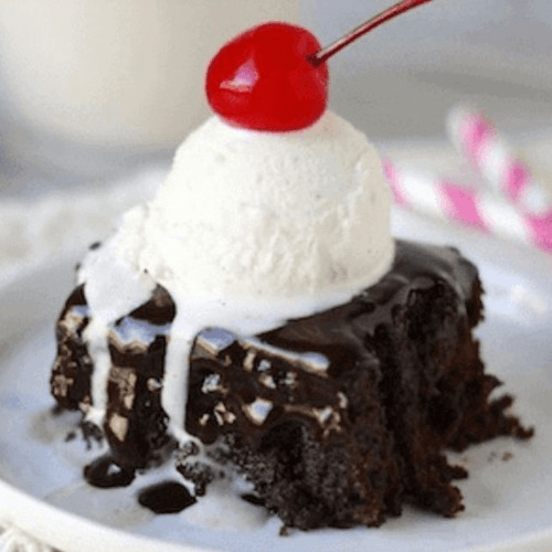 Hot Chocolate Caramel Brownie with Ice Cream