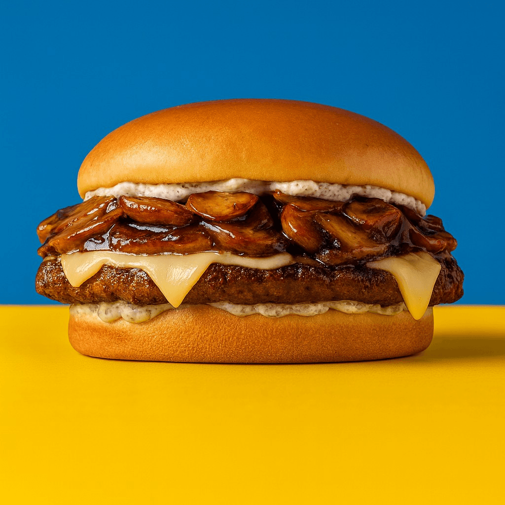 26 Mashroom Swiss Burger.