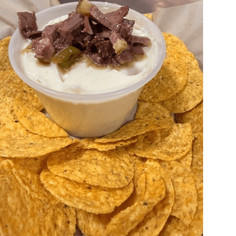 Brisket Queso and Chips.