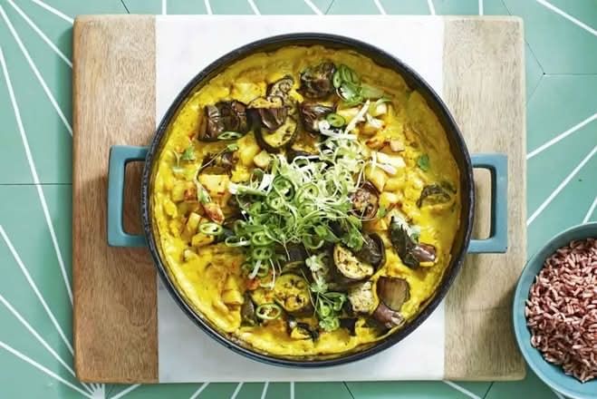 Egg Plant Coconut Curry.