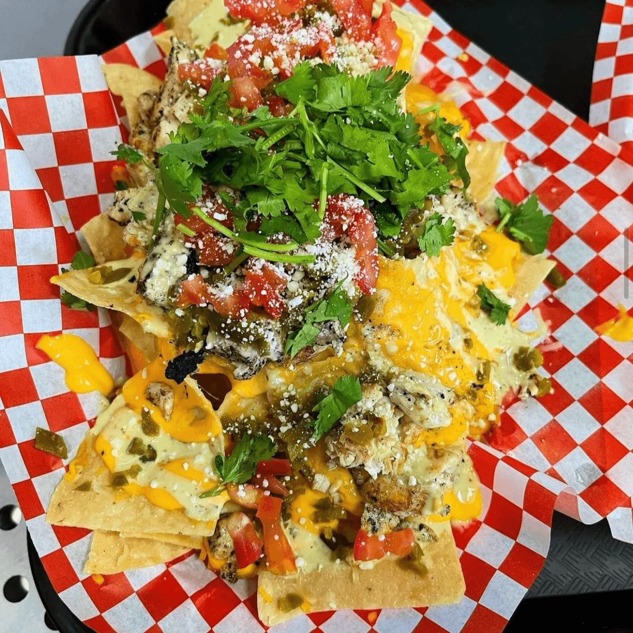 Loaded Chicken Nachos.