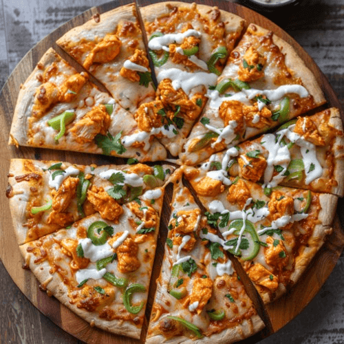 Crispy Buffalo Chicken Thin Crust Pizza