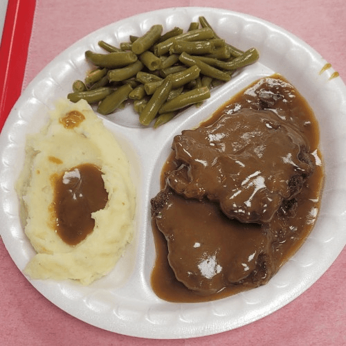 Hamburger Steak and Gravy Dinner.