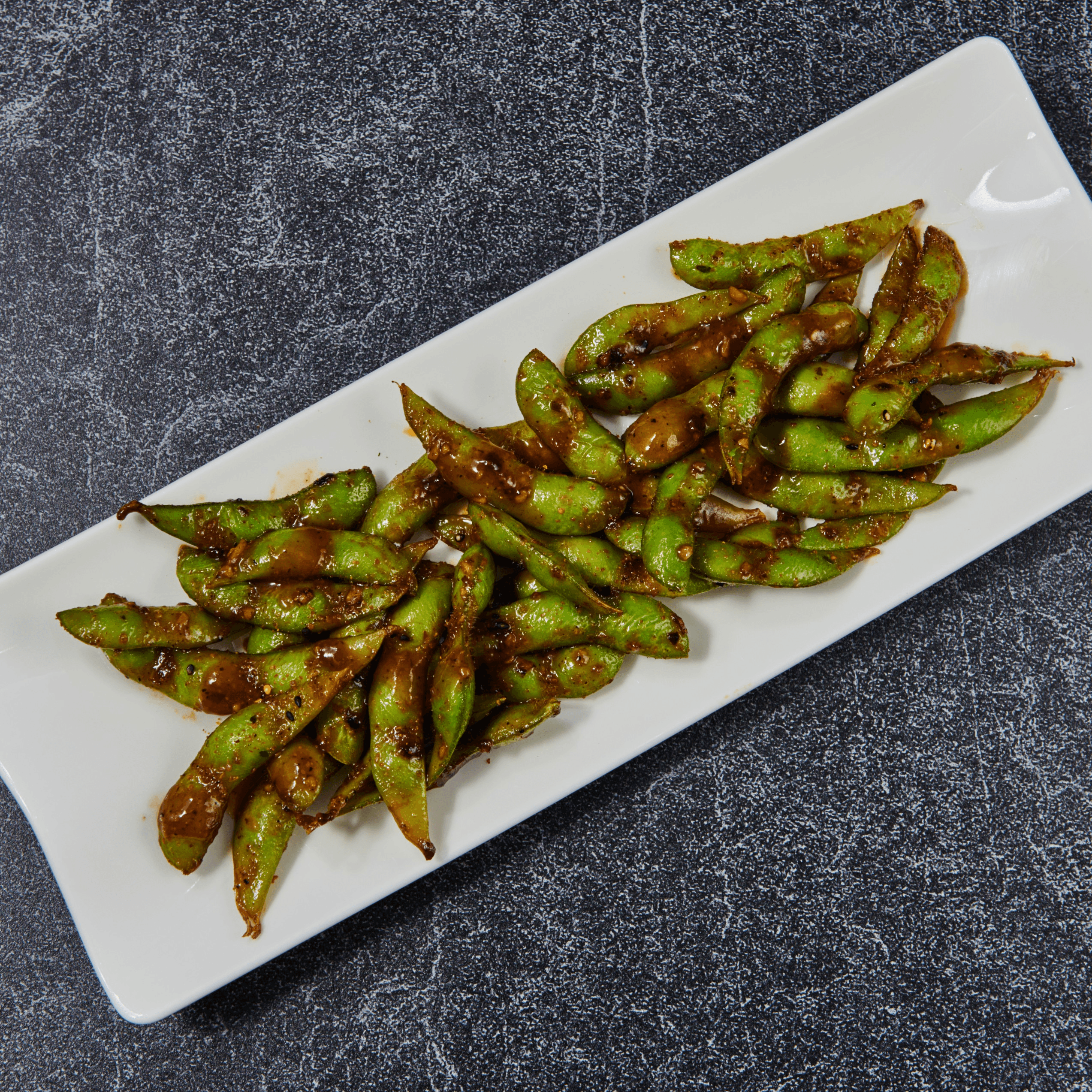 Spicy Garlic Edamames.