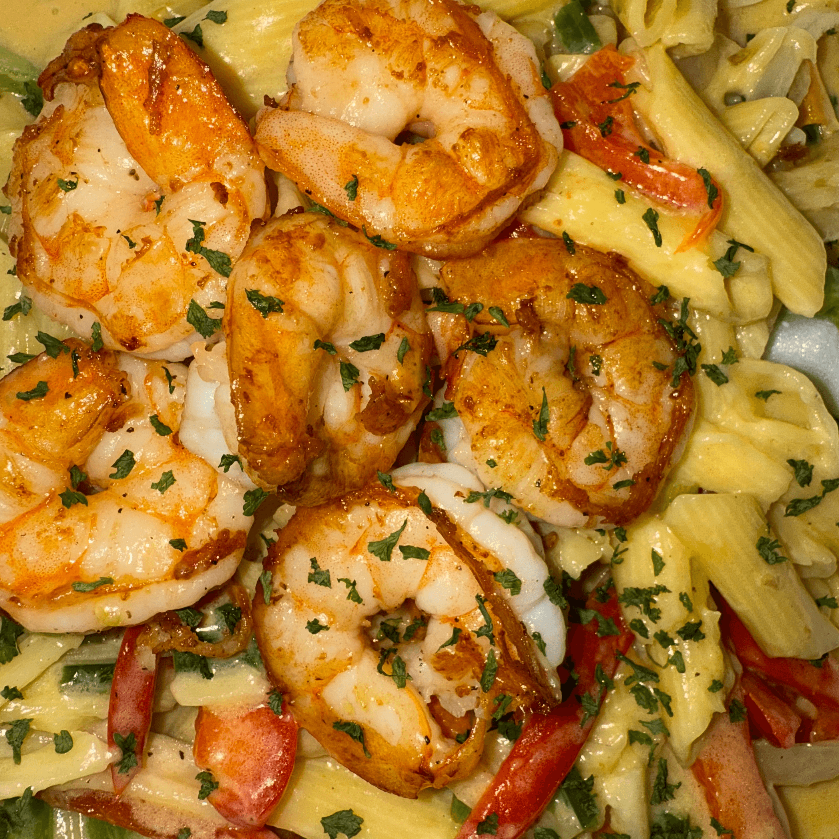 Jerk Pasta with Shrimp.