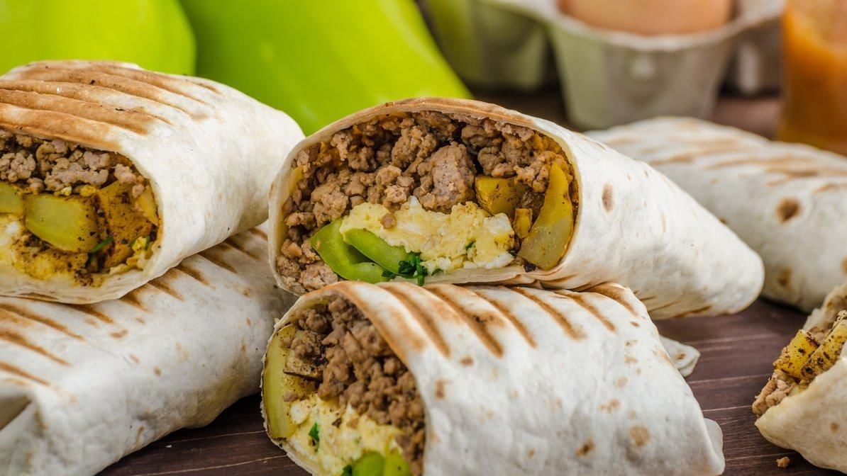 Alarm Clock Spicy Breakfast Burrito.