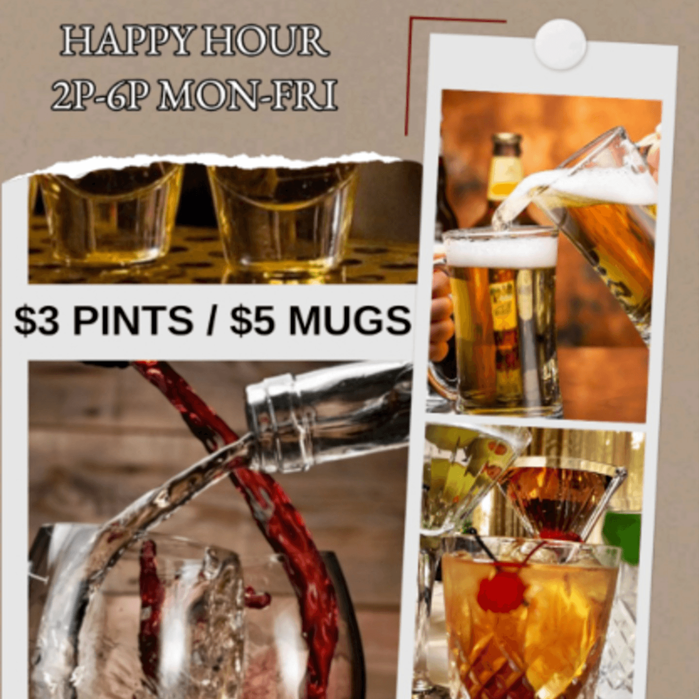 Happy Hour Deals Every Weekday🍻