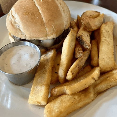 Angus Mushroom & Swiss Burger.