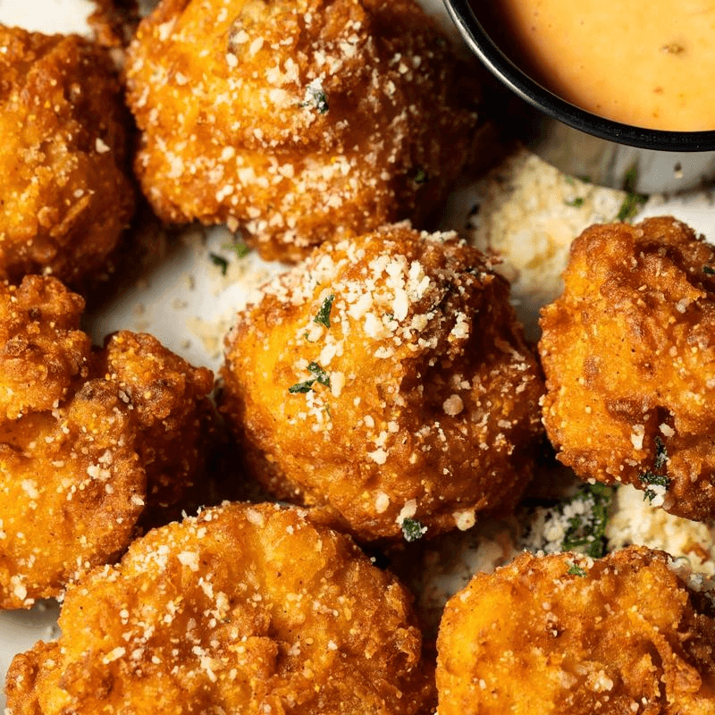 Fried Mac & Cheese Bites.