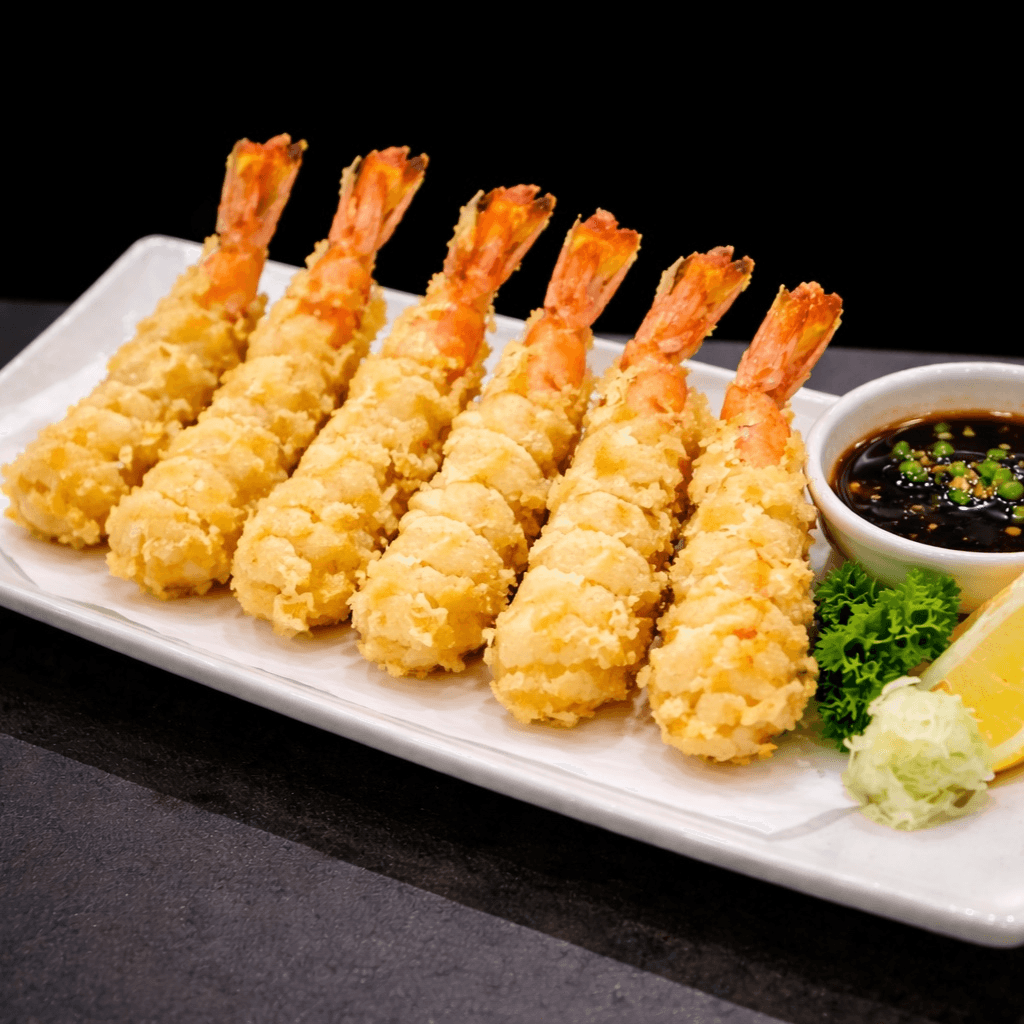 6 Pieces Shrimp Tempura.