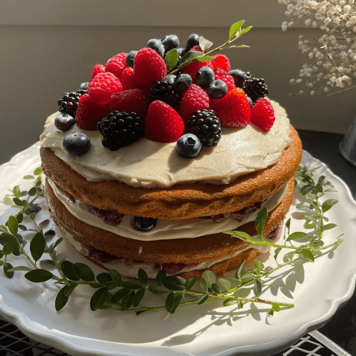 Layer Cake with Fruit.