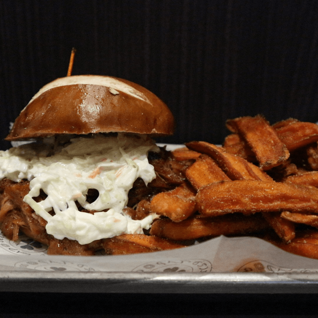 Pulled Pork Po Boy Sandwich.