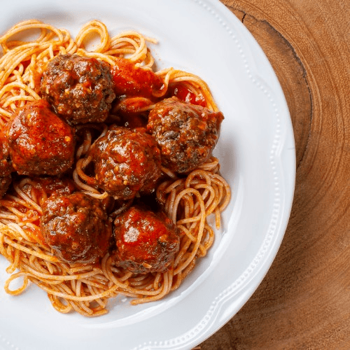 Spaghetti with Meatballs - Family Style Take-Out Specials.
