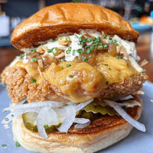 Mr. Onion Fried Chicken Sandwich.