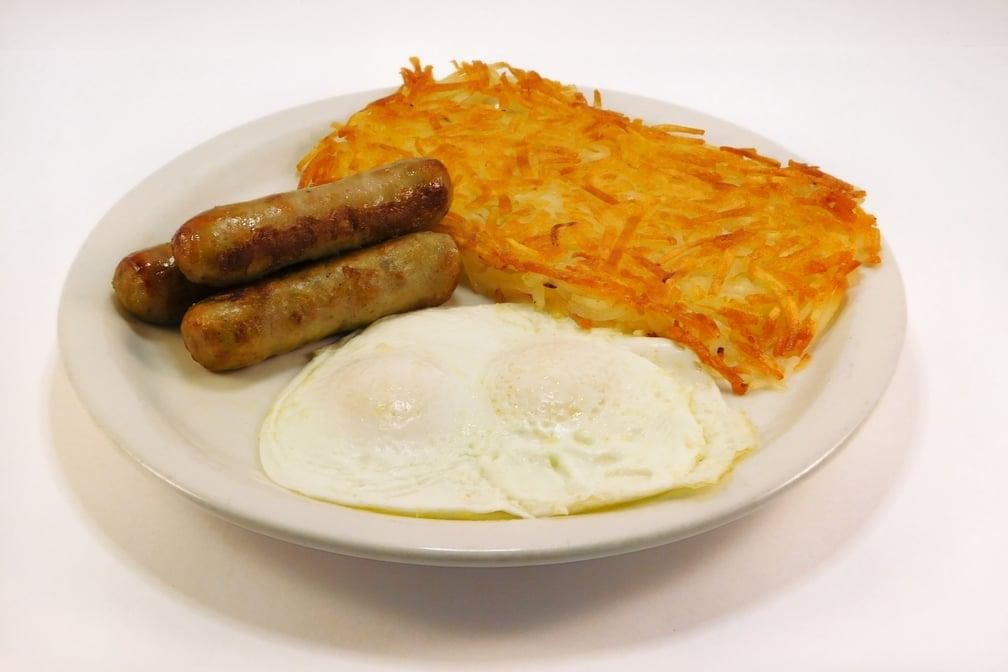 3 Sausage Links + 2 Eggs.