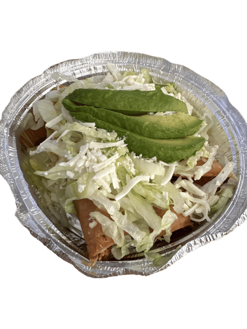 Flautas De Pollo Con Arroz Y Frijoles / Chicken Fried Tacos.