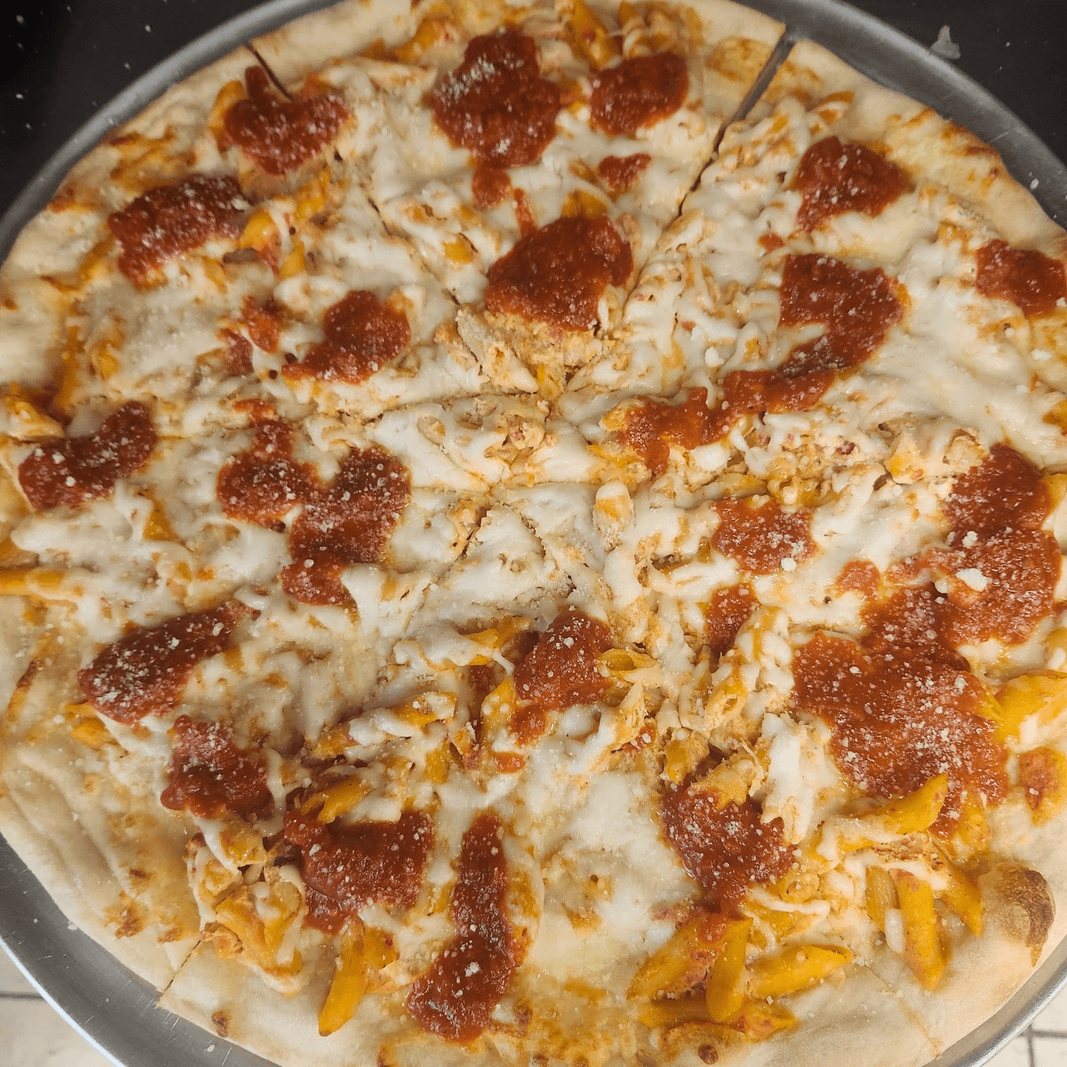 Baked Ziti Pizza.