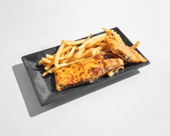 Fried Chicken Quesadilla + Fries.