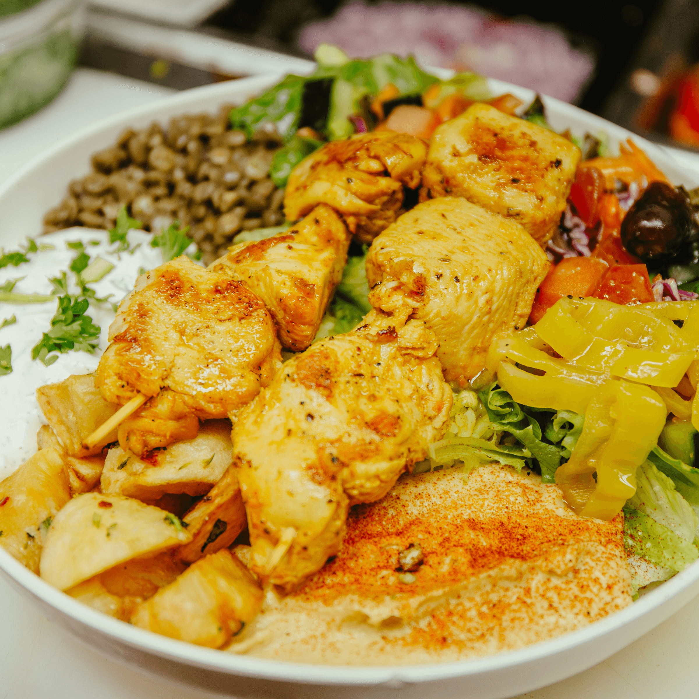 Chicken Kabob Protein Bowl.