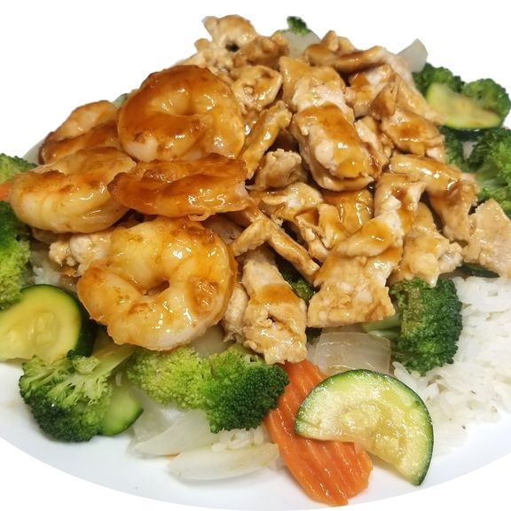 A6. Chicken & Shrimp Teriyaki Bowl (D).