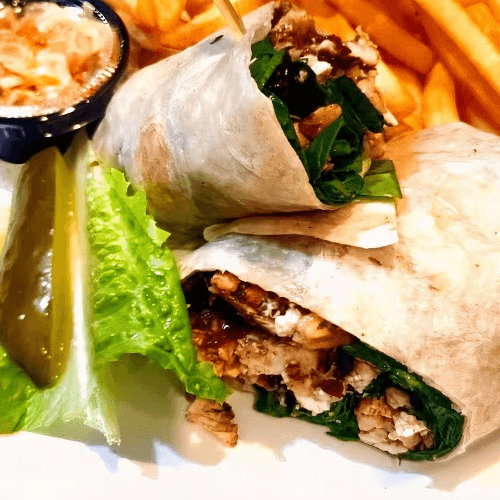 Chicken Cranberry Wrap and French Fries