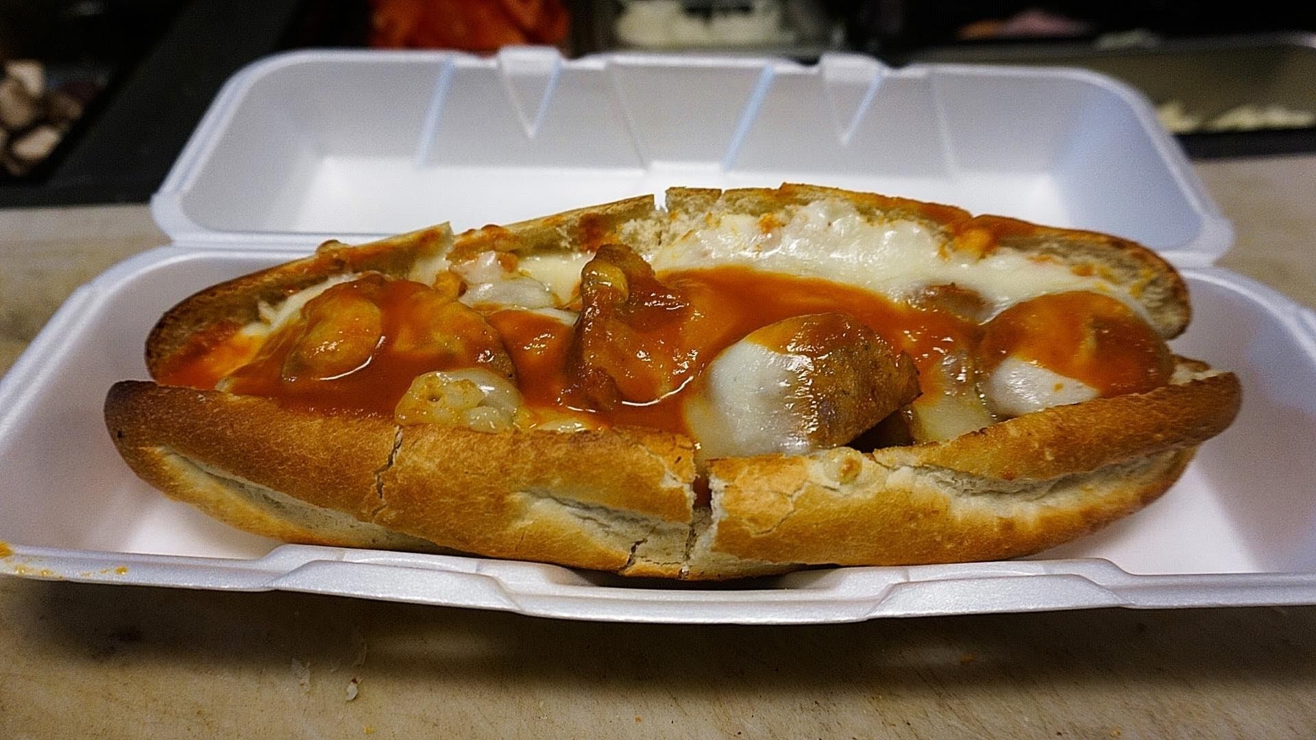 Sausage Parmigiana Sandwich.