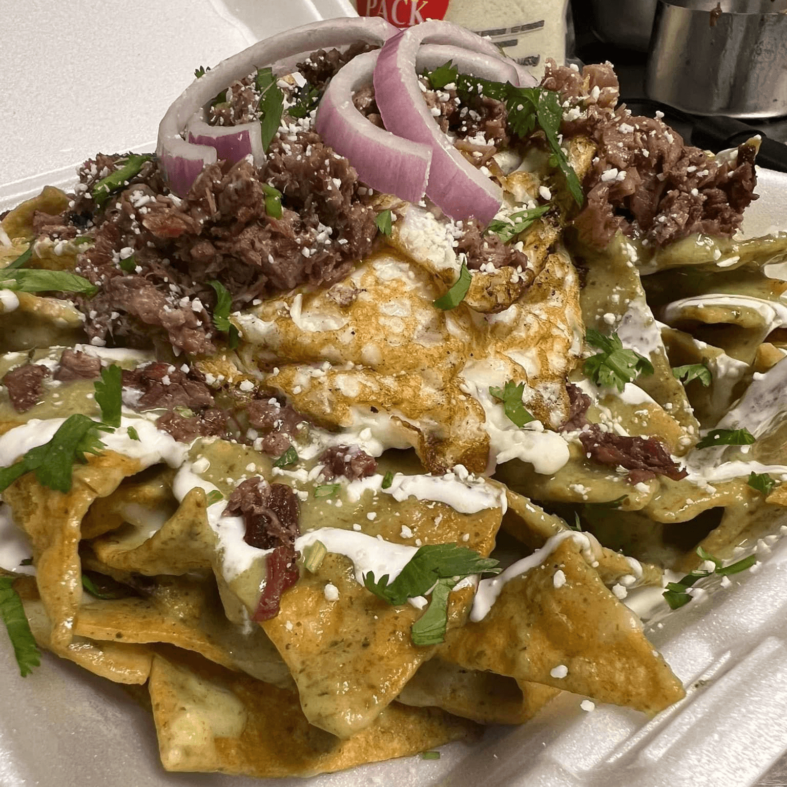 Loaded chilaquiles.