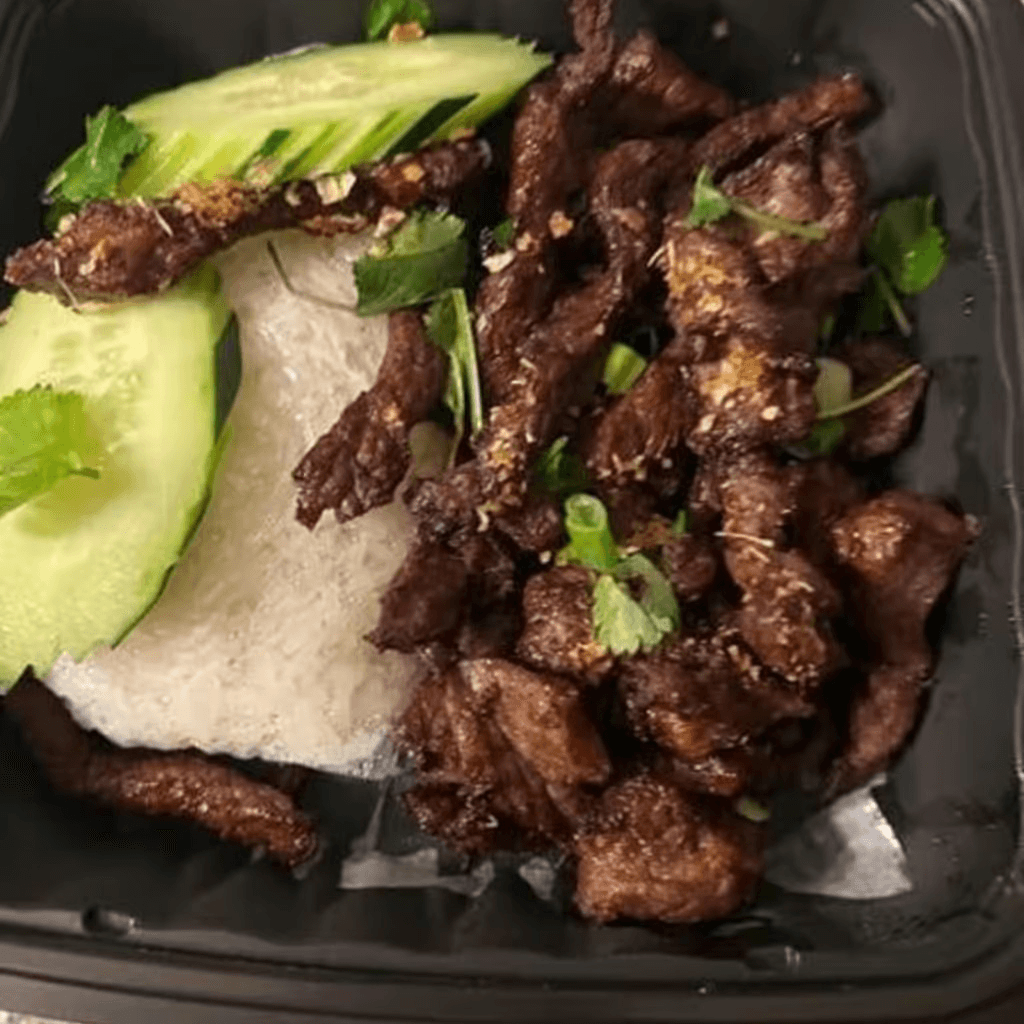NY Steak Beef Jerky with Sticky Rice.