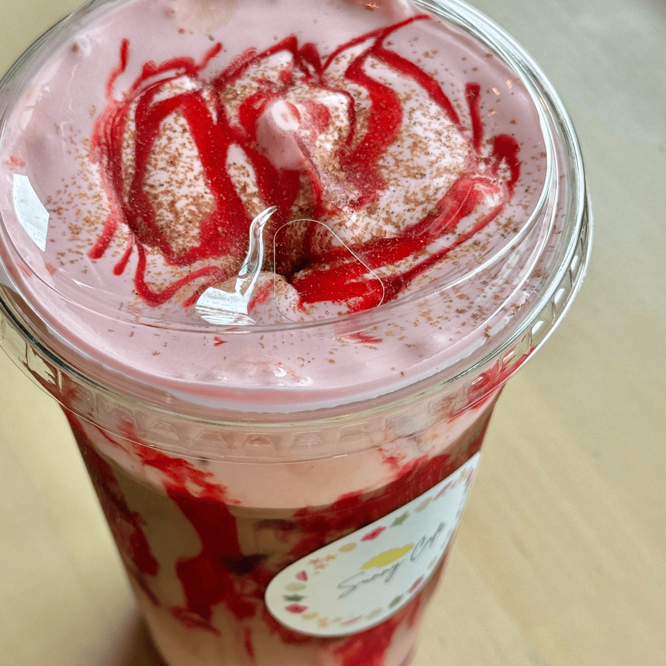 Strawberry Cheesecake Iced Latte.