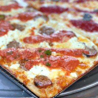 Sausage Alla Vodka Pizza - Square Pie.