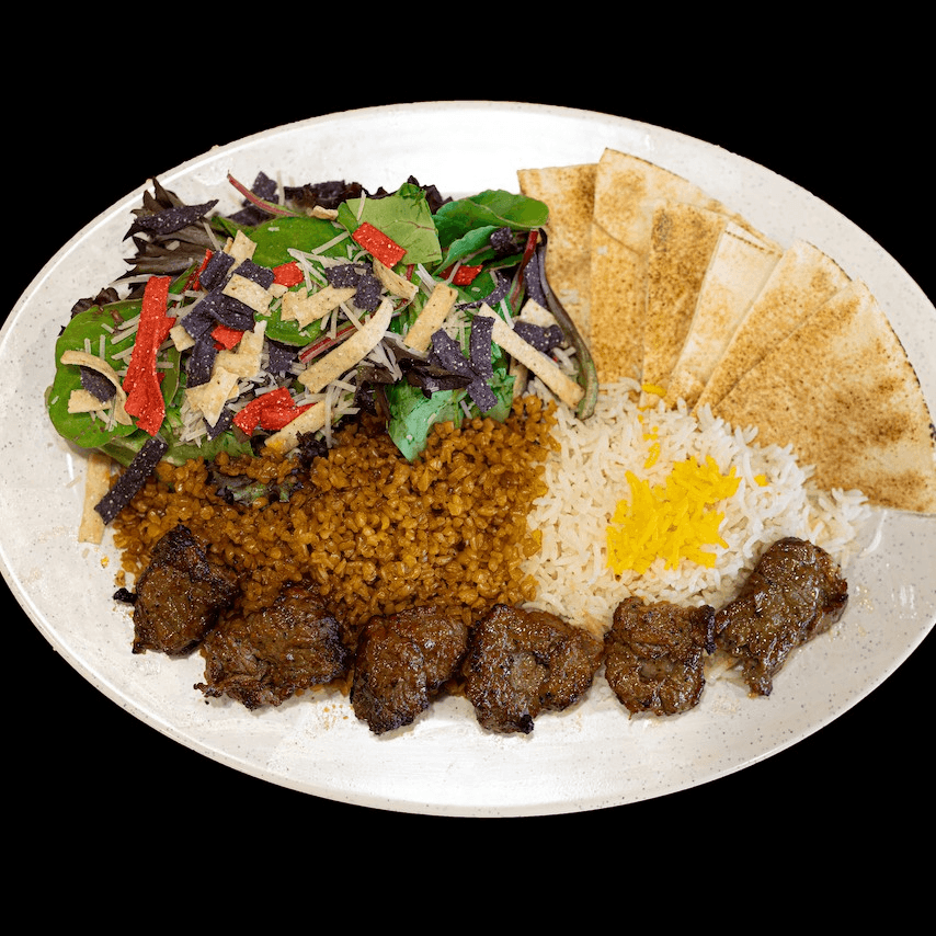 #5) Beef Kabob Plate.