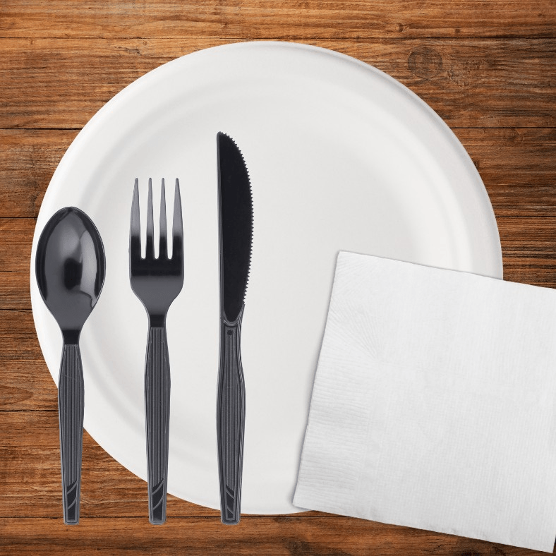 Utensils, Paper Plates, & Napkins.